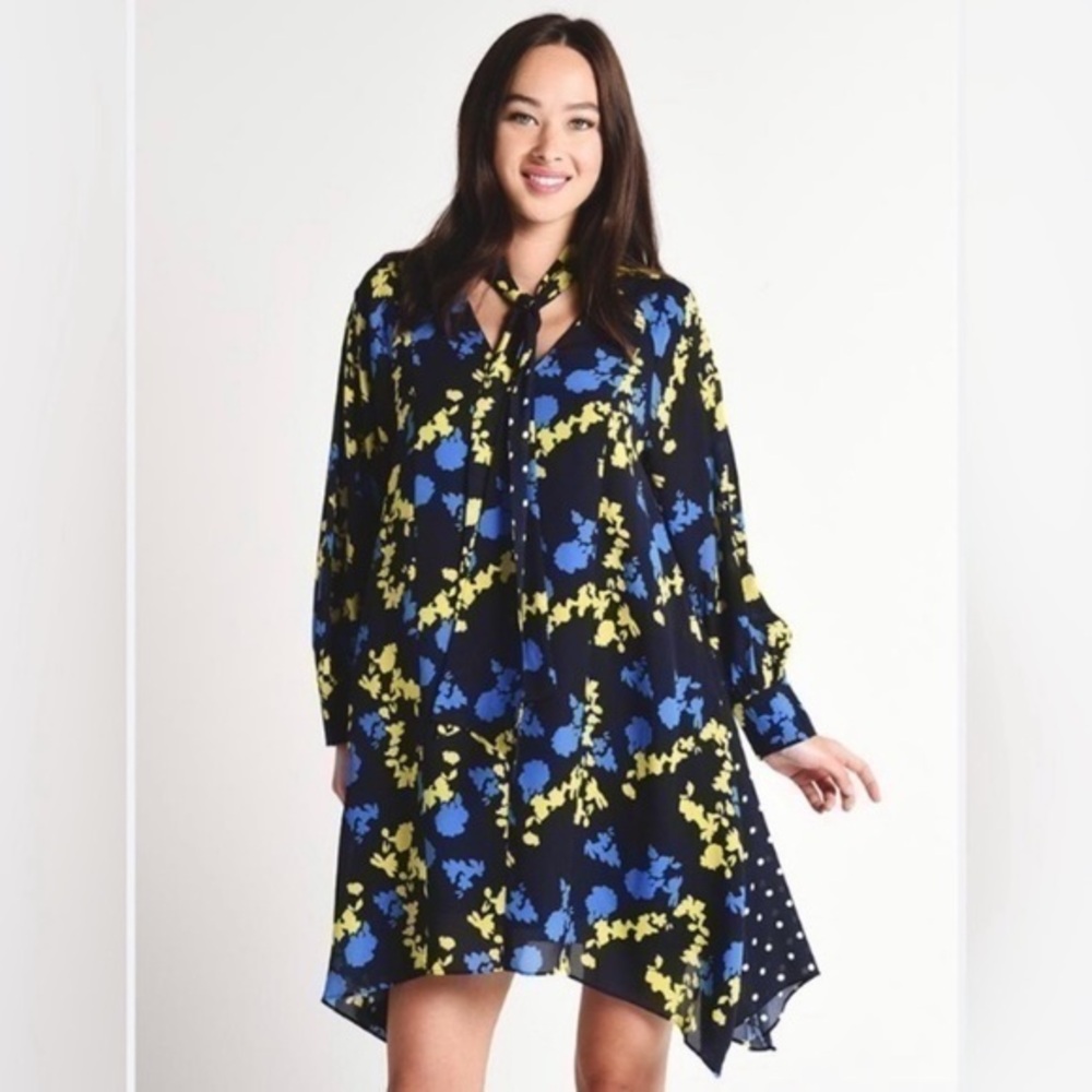 Tanya Taylor Dress Dot and Cami Print Romia Mini in Blue Green
